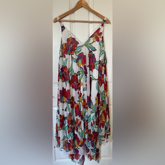 NINA LEONARD PATTERNED HANDKERCHIEF HEM DRESS || LARGE - Picture 3 of 6